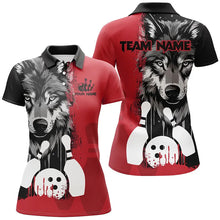 Load image into Gallery viewer, Black and Red Wolf Bowling Polo, Quarter Zip Shirts For Women Custom Bowling Team League Jerseys NQS8994