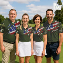 Load image into Gallery viewer, American Flag Green camo Women's Golf polo shirts Custom patriotic golf attire for ladies NQS11289