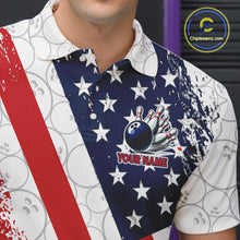 Load image into Gallery viewer, Red, white &amp; blue American Flag Bowling Shirts For Men Custom patriotic Bowling Team Jersey NQS11292