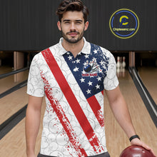 Load image into Gallery viewer, Red, white &amp; blue American Flag Bowling Shirts For Men Custom patriotic Bowling Team Jersey NQS11292