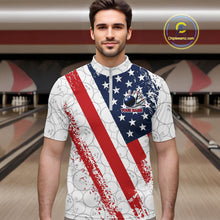 Load image into Gallery viewer, Red, white &amp; blue American Flag Bowling Shirts For Men Custom patriotic Bowling Team Jersey NQS11292