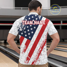 Load image into Gallery viewer, Red, white &amp; blue American Flag Bowling Shirts For Men Custom patriotic Bowling Team Jersey NQS11292