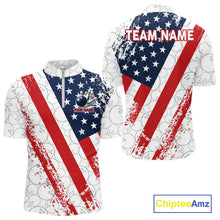 Load image into Gallery viewer, Red, white &amp; blue American Flag Bowling Shirts For Men Custom patriotic Bowling Team Jersey NQS11292