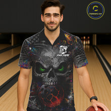 Load image into Gallery viewer, Colorful Skull bowling jerseys Bowling Hawaiian Shirt Custom Bowling Team shirts for bowlers NQS11293