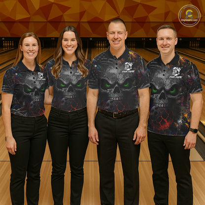 Colorful Skull bowling jerseys Bowling Shirts for Women Custom Bowling Team shirts for bowlers NQS11293
