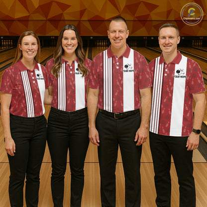 Customized Retro Bowling Team Shirts For Women That's some bowshit Funny Bowling Pattern Jerseys| Red NQS11509