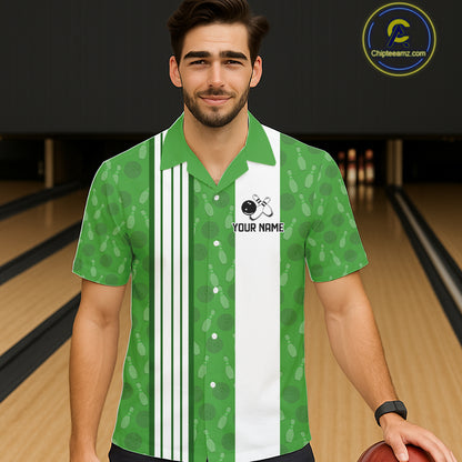 Funny Retro Hawaiian bowling shirts Custom That's some bowshit bowling button up shirts | Green NQS11511