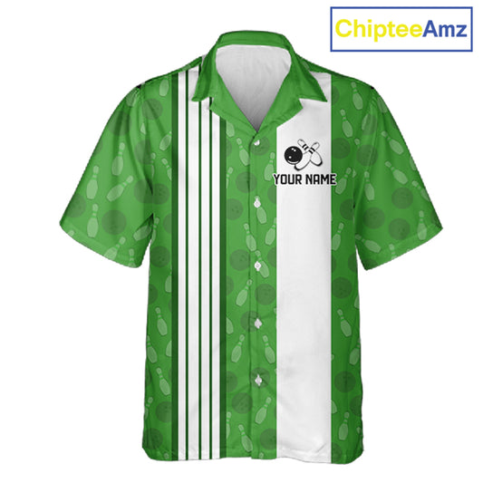 Funny Retro Hawaiian bowling shirts Custom That's some bowshit bowling button up shirts | Green NQS11511
