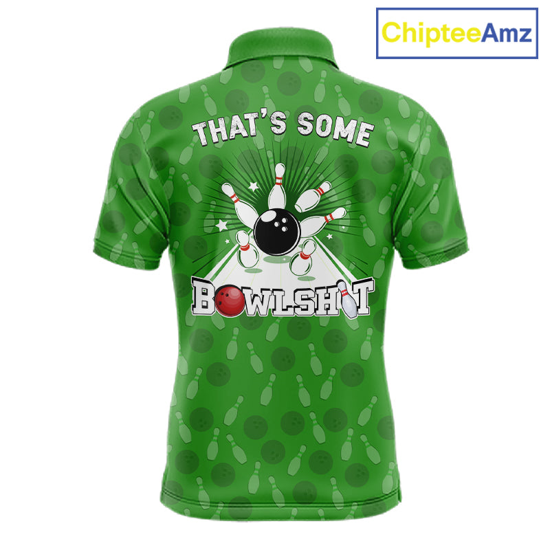 Custom Retro Bowling Team Shirts For Men That's some bowshit Funny Bowling Pattern Jerseys | Green NQS11511