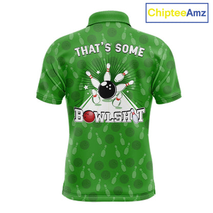 Custom Retro Bowling Team Shirts For Men That's some bowshit Funny Bowling Pattern Jerseys | Green NQS11511