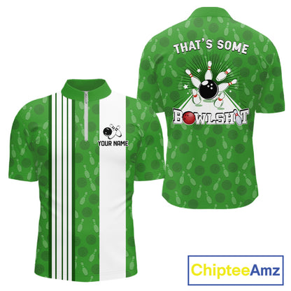 Custom Retro Bowling Team Shirts For Men That's some bowshit Funny Bowling Pattern Jerseys | Green NQS11511