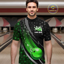 Load image into Gallery viewer, Black and Green Shamrock pattern Bowling Shirts for Men Custom St Patrick Team Bowling jerseys NQS11513