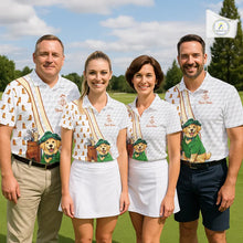 Load image into Gallery viewer, Funny Mens golf polo shirts custom Golden retriever golf pattern white golf shirts NQS11519
