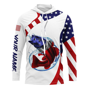 American Flag Largemouth Bass Fishing Custom patriotic fishing shirts, personalized Fishing jerseys NQS4994