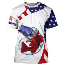 Load image into Gallery viewer, American Flag Largemouth Bass Fishing Custom patriotic fishing shirts, personalized Fishing jerseys NQS4994