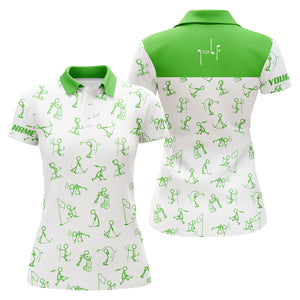 Womens golf polo shirts custom name funny golf pattern, green polo shirt golf outfit women golf tops NQS5516