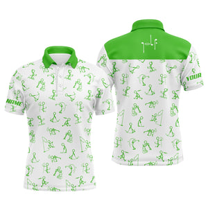 Men golf polo upf shirts custom name funny golf pattern, green polo shirt golf outfit men NQS5516