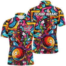 Load image into Gallery viewer, Colorful Graffiti pattern Mens Bowling polo, quarter zip shirt Custom Bowling Team League Jerseys NQS7664