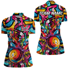 Load image into Gallery viewer, Colorful Graffiti pattern Women Bowling polo, quarter zip shirt Custom Bowling Team League Jerseys NQS7664