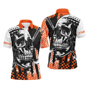 Mens golf polo shirts golf skull golf clothes for men, golf gifts for men| Orange NQS6181