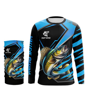 Black and Blue Walleye fishing custom fishing team jerseys, sport fishing shirts NQS8509