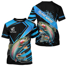 Load image into Gallery viewer, Black and Blue Rainbow Trout fishing custom fishing team jerseys, sport fishing shirts NQS8511