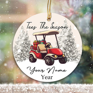 Funny Christmas ornament golf cart custom name and year Tees the season Golfer Christmas ornament NQS8764