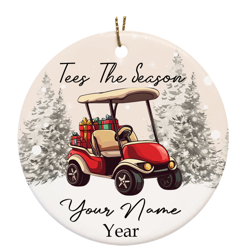 Funny Christmas ornament golf cart custom name and year Tees the season Golfer Christmas ornament NQS8764