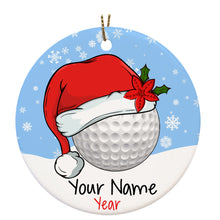 Load image into Gallery viewer, Santa hat golf ball Christmas ornament custom name and year personalized golf ornament NQS8766