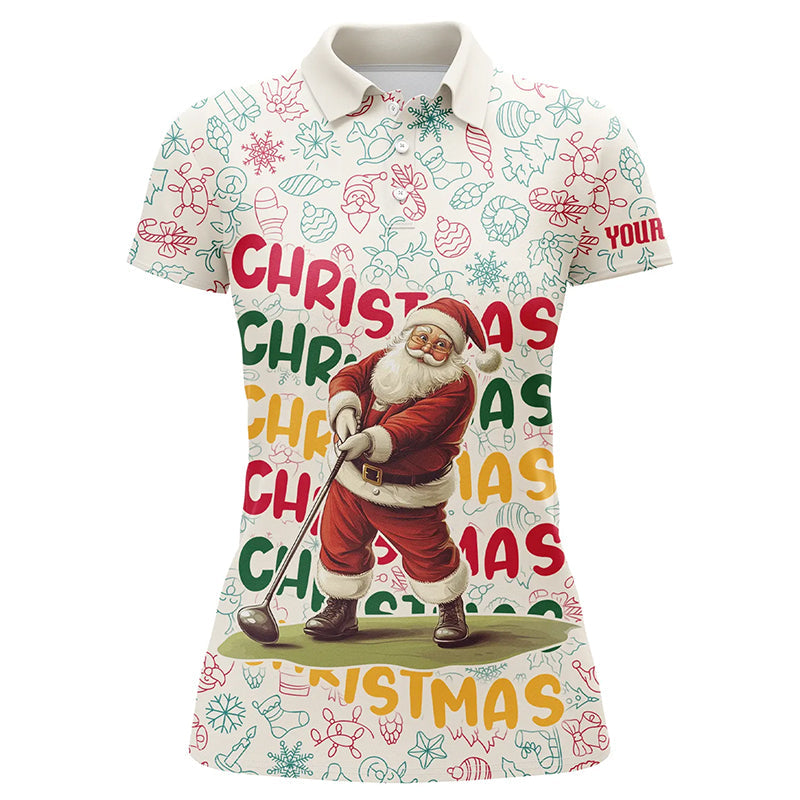 Funny Christmas Santa Women golf polo shirts custom women's golf outfits, personalized golf gifts NQS8998