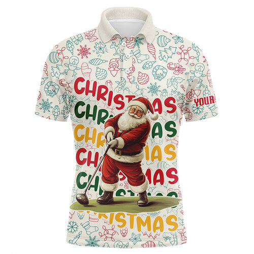 Funny Christmas Santa Mens golf polo shirts custom men's golf outfits, personalized golf gifts NQS8998