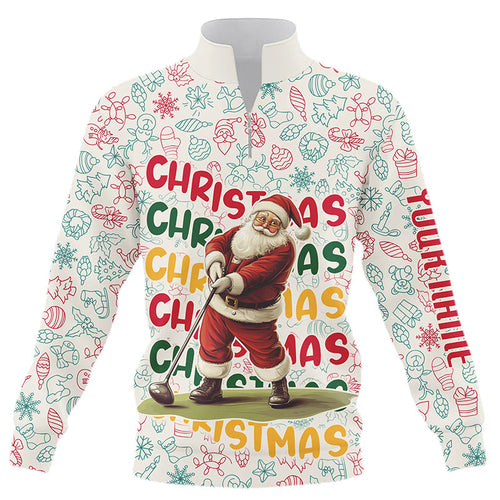 Funny Christmas Santa Quarter zip golf sweatshirt custom golf sweater personalized golf gifts NQS8998