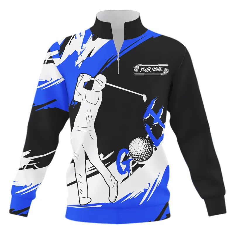 Quarter zip golf sweatshirt custom golf sweater for golfer, gifts for golf lovers | Blue NQS9228