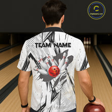Load image into Gallery viewer, Black and White Tiger Bowling Hawaiian Shirt Custom Tiger Bowling Team button up shirt NQS11298