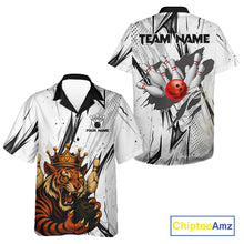 Load image into Gallery viewer, Black and White Tiger Bowling Hawaiian Shirt Custom Tiger Bowling Team button up shirt NQS11298