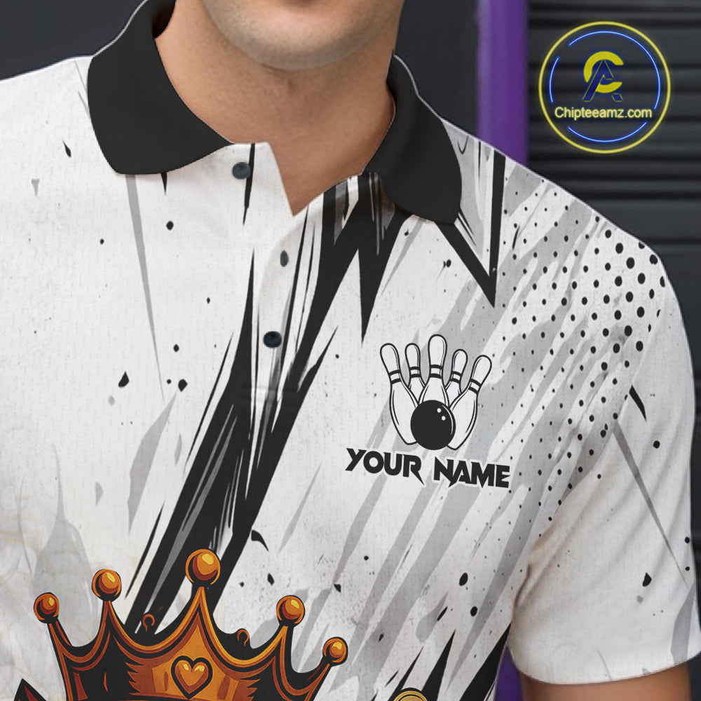 Black and White Tiger Bowling polo, 1/4 zip Shirts for Men Custom Tiger Bowling Team jerseys NQS11298