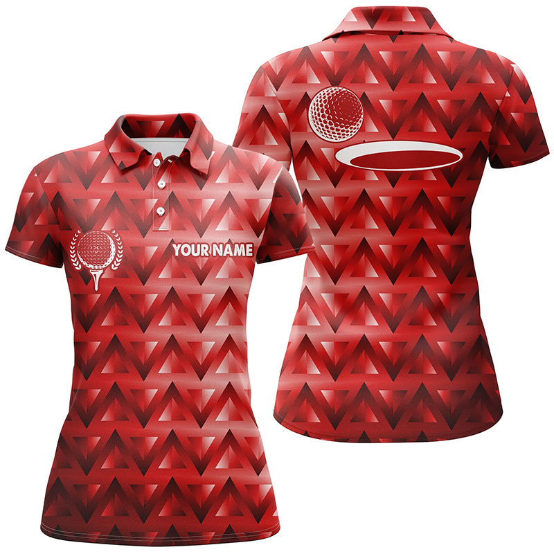 Red triangle pattern Womens golf polo shirt custom golf tops for ladies, golf gifts NQS7510