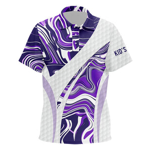 Kid golf polo shirts purple camo custom white golf ball skin Kid golf tops, gifts for the golfer NQS7511