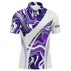 Mens golf polo shirts purple camo custom white golf ball skin mens golf tops, gifts for the golfer NQS7511