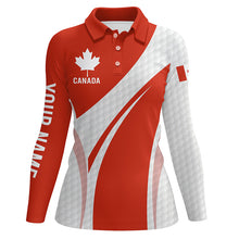 Load image into Gallery viewer, Women golf polo shirt Canadian flag custom red and white golf ball skin patriot ladies golf tops NQS5798