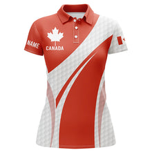 Load image into Gallery viewer, Women golf polo shirt Canadian flag custom red and white golf ball skin patriot ladies golf tops NQS5798