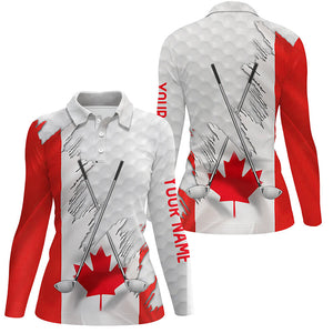 Canadian flag golf clubs patriotic custom white Womens golf polo shirts, team ladies golf tops NQS7875