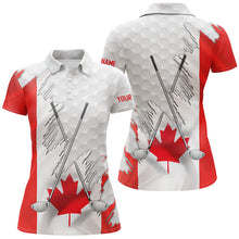 Load image into Gallery viewer, Canadian flag golf clubs patriotic custom white Womens golf polo shirts, team ladies golf tops NQS7875