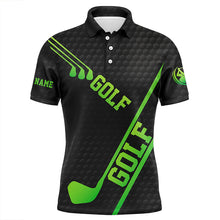 Load image into Gallery viewer, Black golf ball pattern Mens golf polo shirts custom green golf clubs, cool golf gifts NQS7880