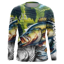 Load image into Gallery viewer, Largemouth Bass Fishing green scales custom UV protection long sleeves fishing shirts for Men, Women NQS7881