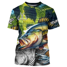 Load image into Gallery viewer, Largemouth Bass Fishing green scales custom UV protection long sleeves fishing shirts for Men, Women NQS7881