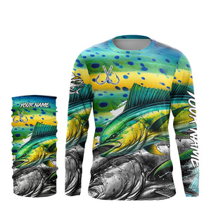 Mahi Mahi (Dorado) Fishing scales custom UV protection long sleeves fishing shirts for Men, Women NQS7882