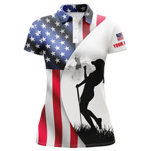 Load image into Gallery viewer, Womens golf polo shirts American flag patriotic personalized US flag golf shirts ladies golf top NQS6191