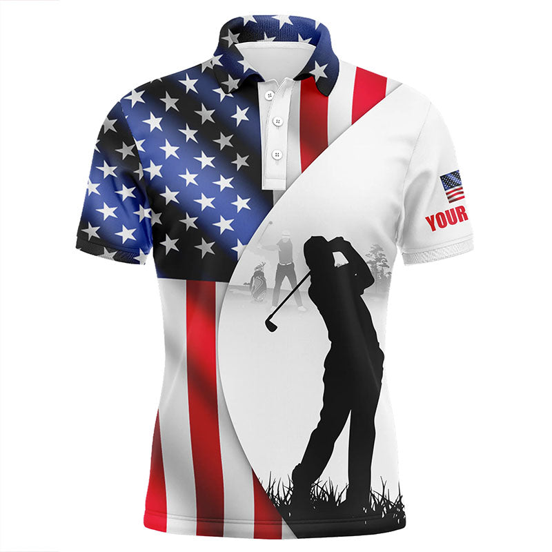 Mens golf polo shirts American flag patriotic personalized US flag golf shirts, golf outfit men NQS6191