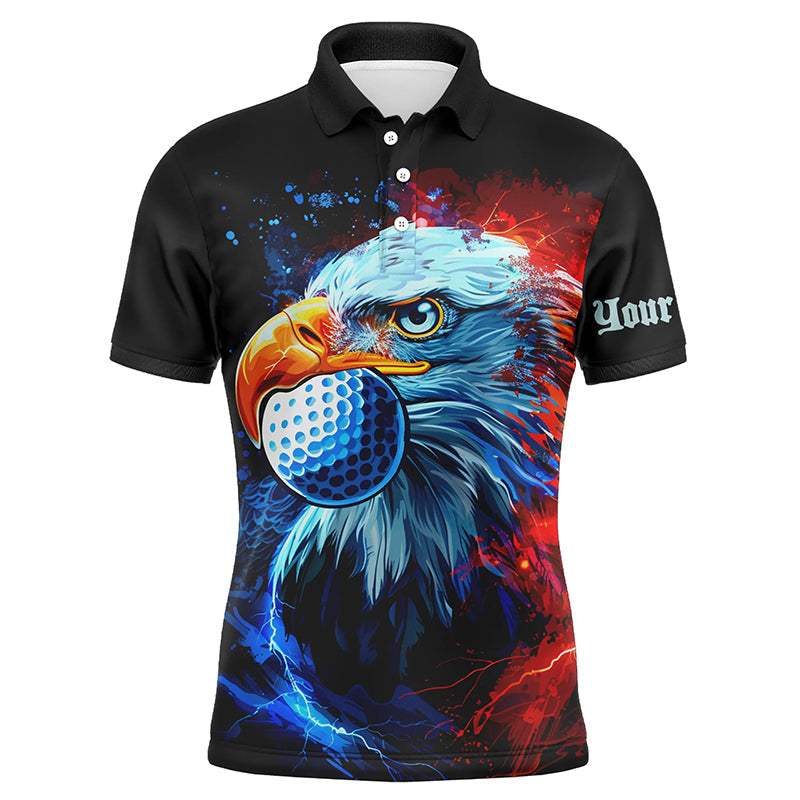 Mens golf polo shirts custom red and blue Eagle golf ball black golf tops, team golf attire for mens NQS8325